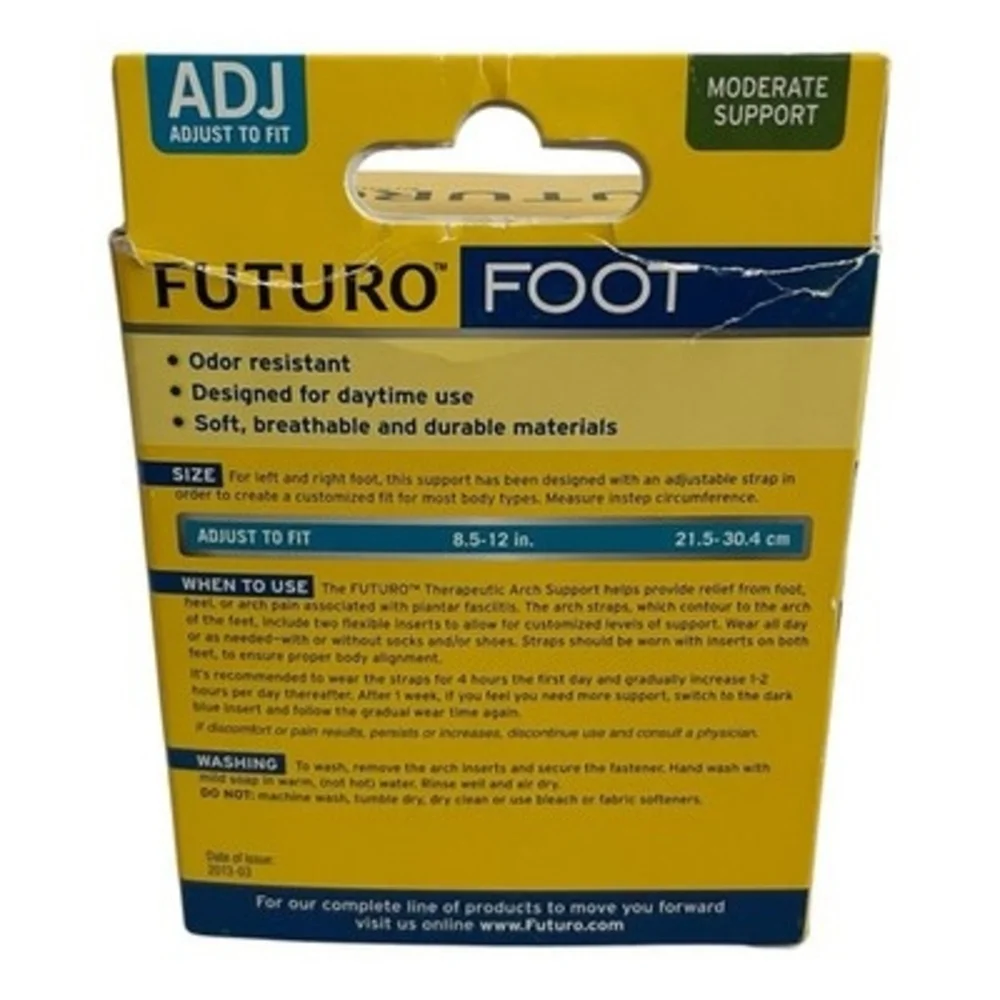 Futuro 3M Therapeutic Arch Support Foot Brace Adjustable 1 Pair Moderate